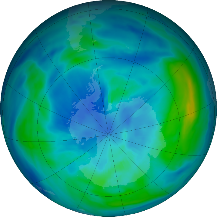 Antarctic ozone map for 04 April 2017
